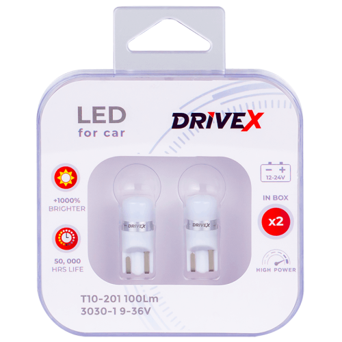 Led лампи DriveX T10-201 100Lm 3030-1 9-36V W5W к-т