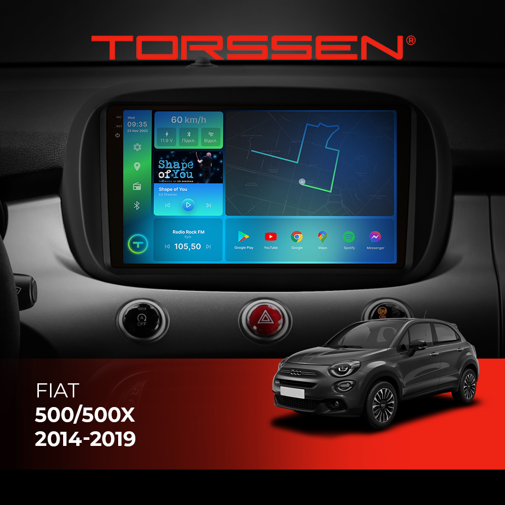 Штатна магнітола Torssen 2K Fiat 500/500X 14-19 F9432 4G Carplay DSP
