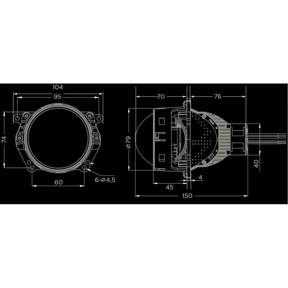 Світлодіодні лінзи у фари DriveX BiLED iDeal 53W/63W 12V Dual-chip