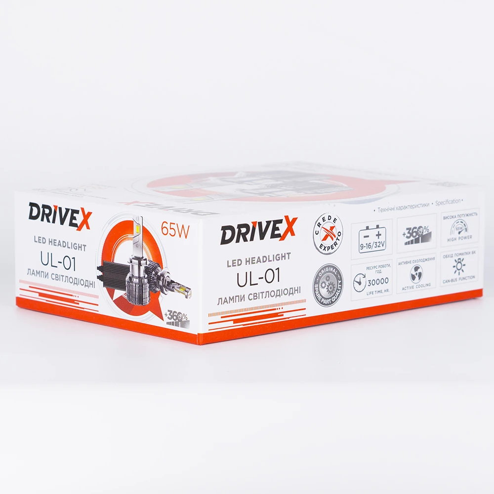 LED лампи автомобільні DriveX UL-01 HB3(9005) 5.5K 65W CAN к-т.