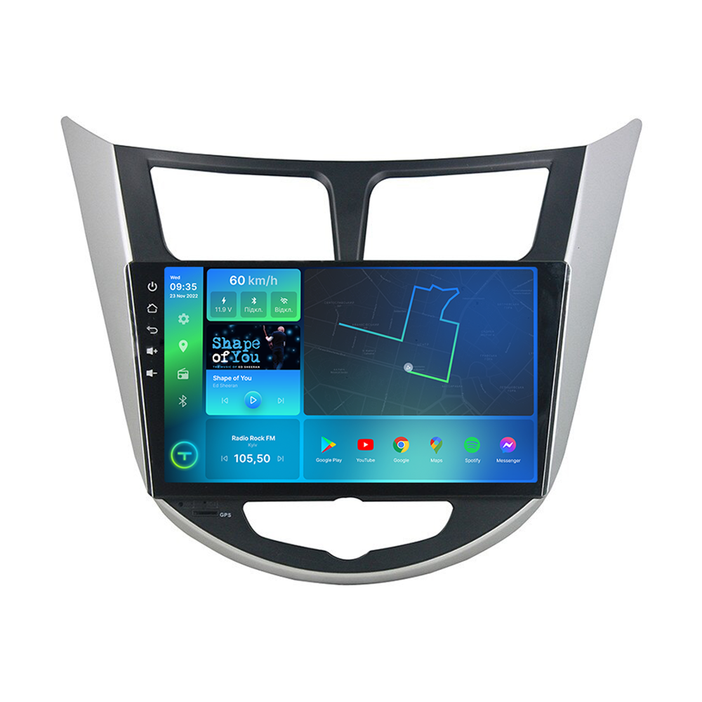 Штатна магнітола Torssen Hyundai Accent 2011-2018 silver+black F9332 4G Carplay DSP