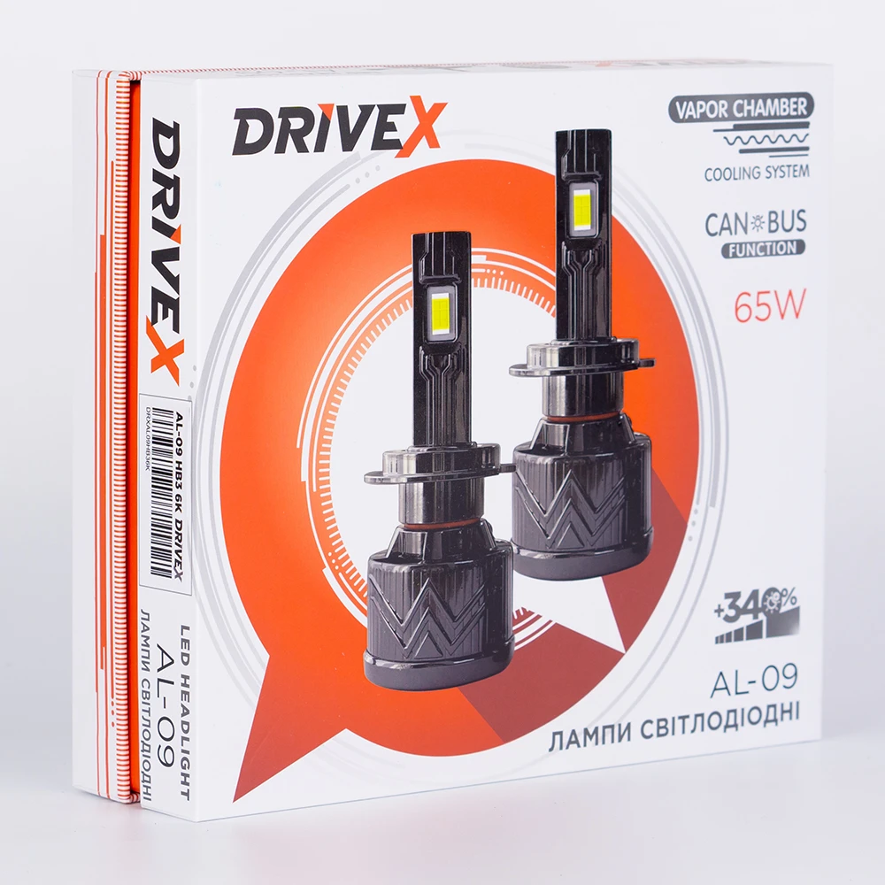 LED лампи автомобільні DriveX AL-09 HB4(9006) 6000K LED 65W CAN 12V