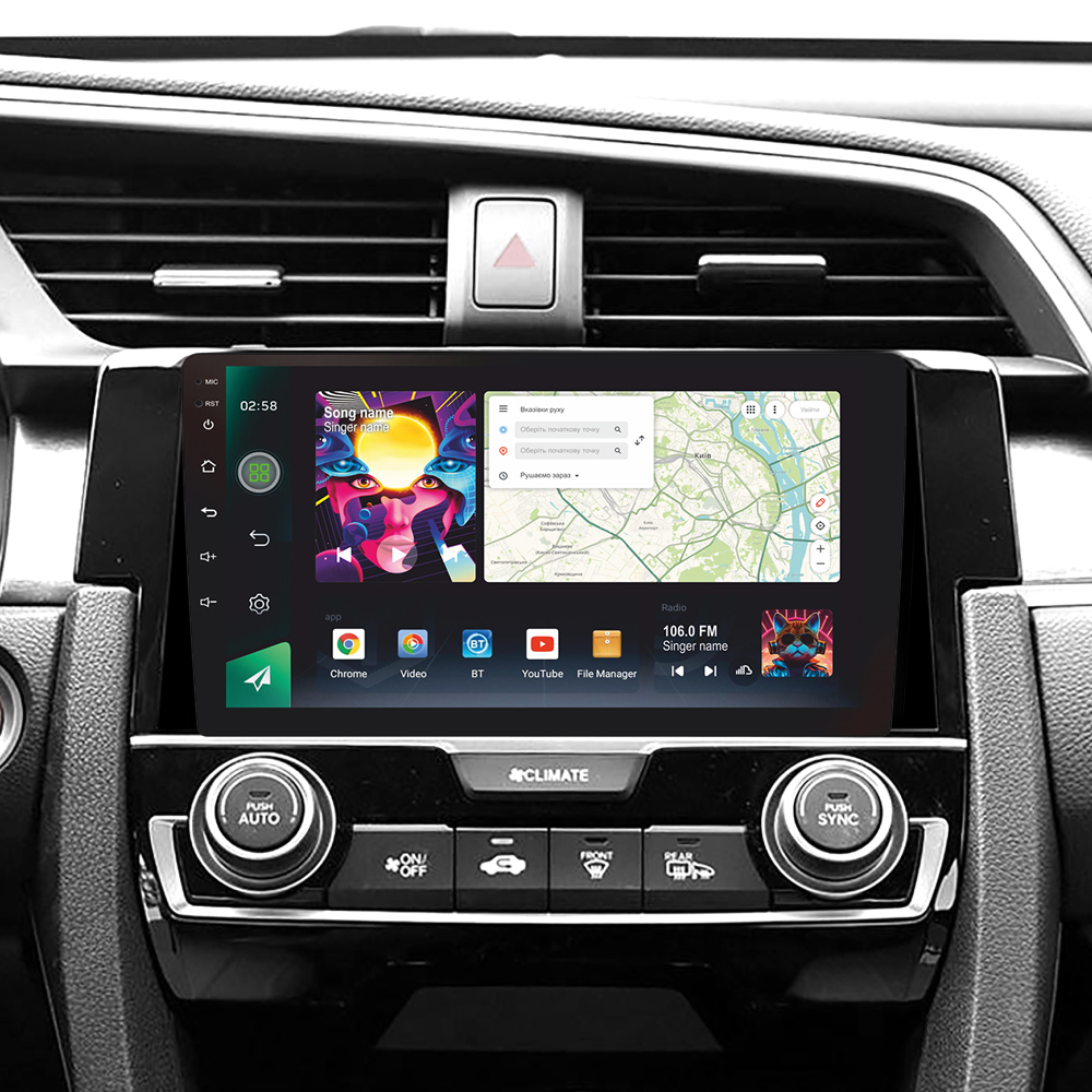 Автомобільна штатна магнітола SIGMA PRO 98128 ANDROID 12 8+128 Gb 4G DSP Honda Civic 10 FC FK 2015-2020 9" 2k