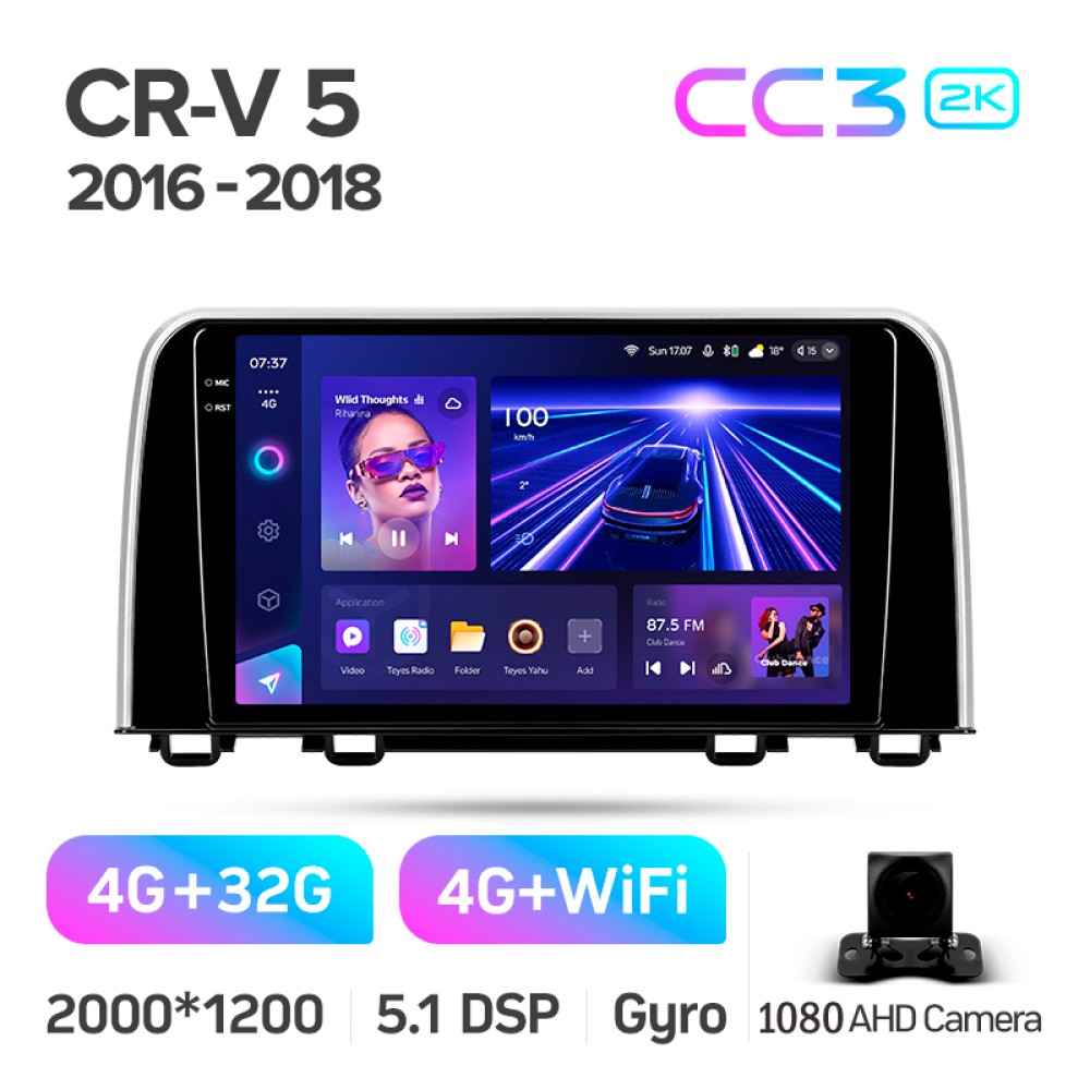 Штатна магнітола Teyes CC3 4+32 Gb Honda CR-V CR-V 5 RT RW 2017-2022 9" 2k