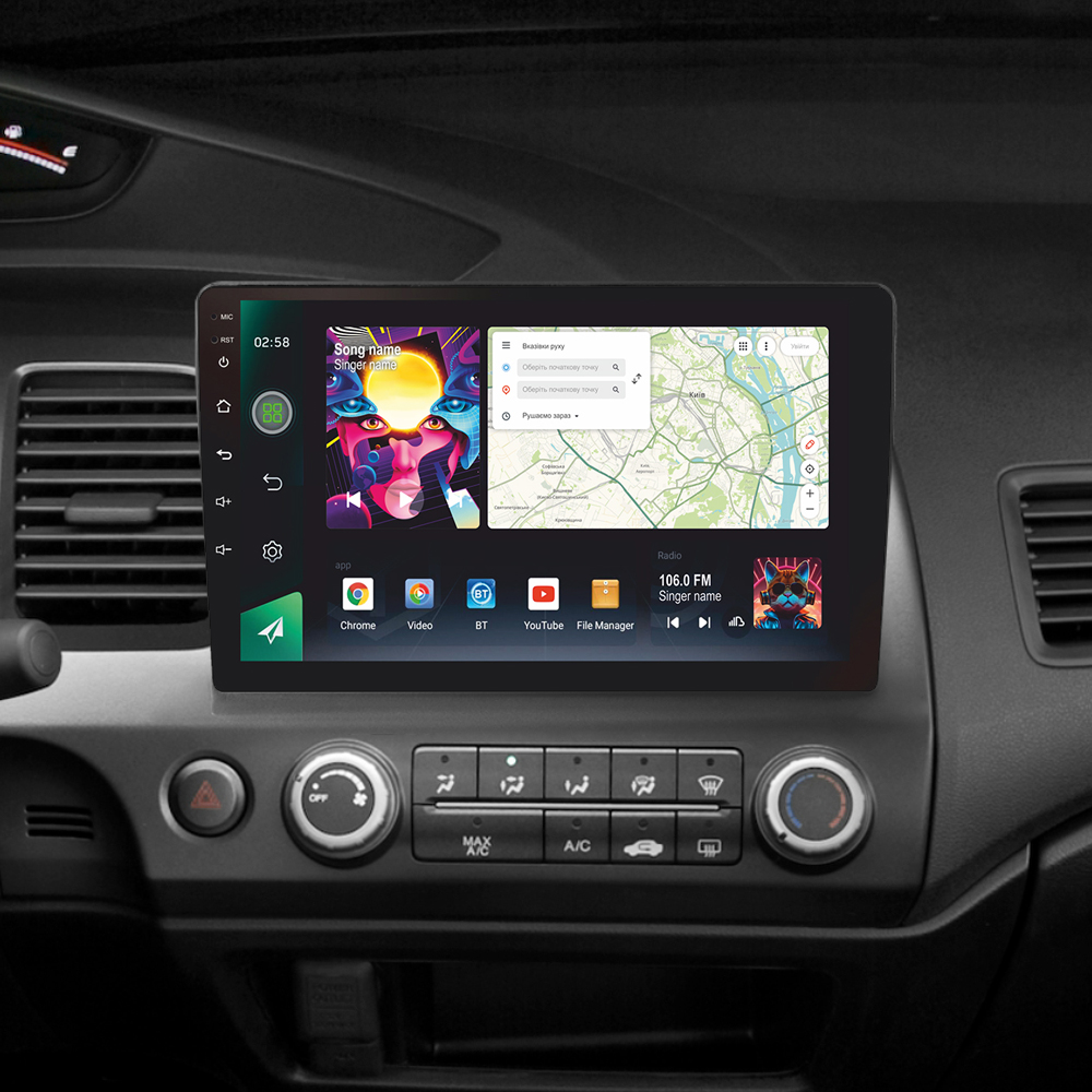 Автомобільна штатна магнітола SIGMA PRO 10464 ANDROID 12 4+64 Gb 4G DSP Honda Civic 8 FK FN FD 2005-2012 10" дюймів