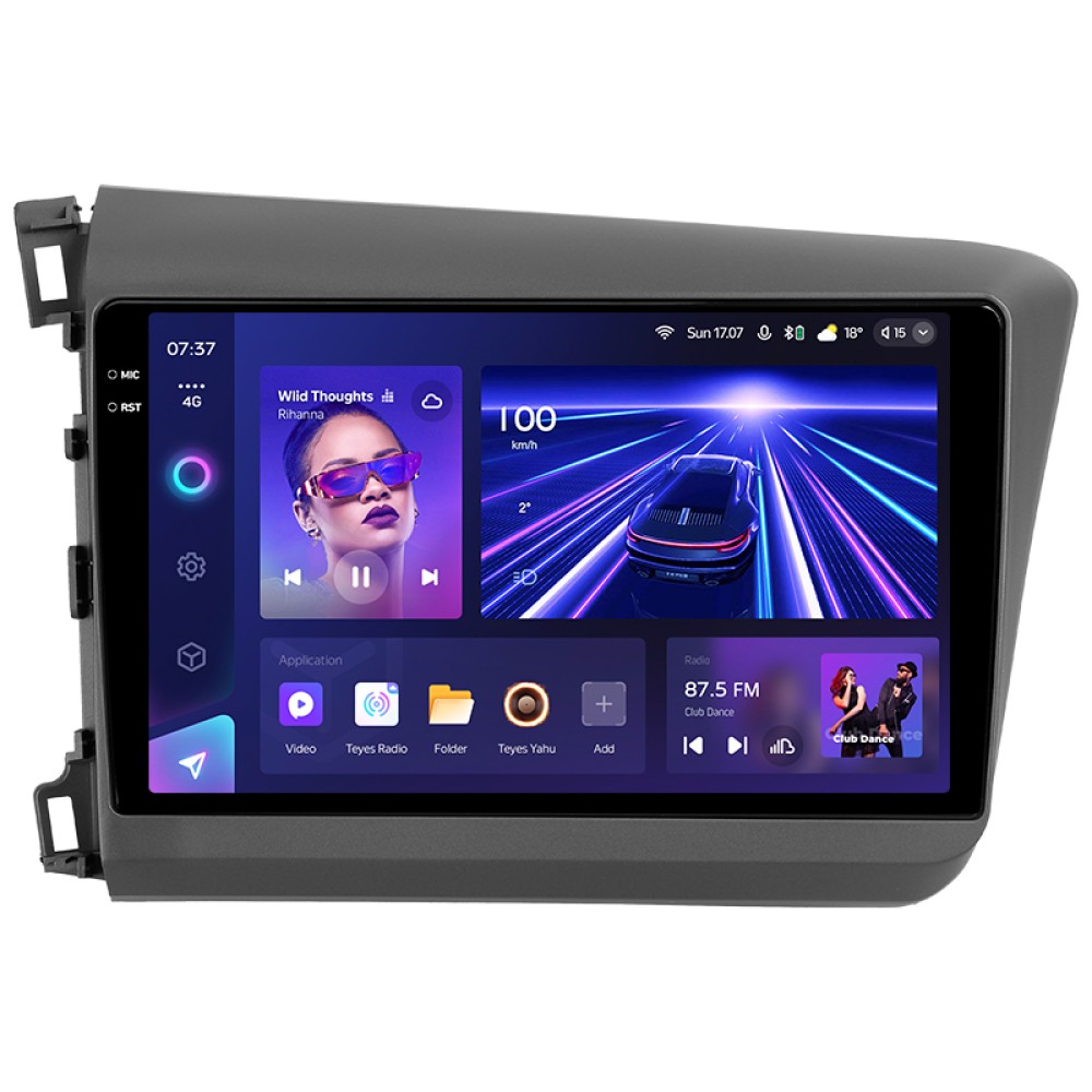 Штатная магнитола Teyes CC3 6+128 Gb с круговым обзором 360° Honda Civic 9 FB FK FD 2011-2015 9" 2k