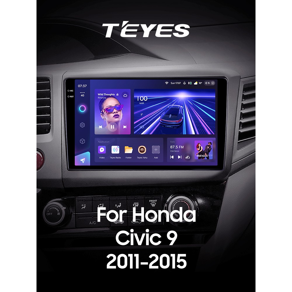 Штатна магнітола Teyes CC3 4+32 Gb Honda Civic 9 FB FK FD 2011-2015 9" 2k