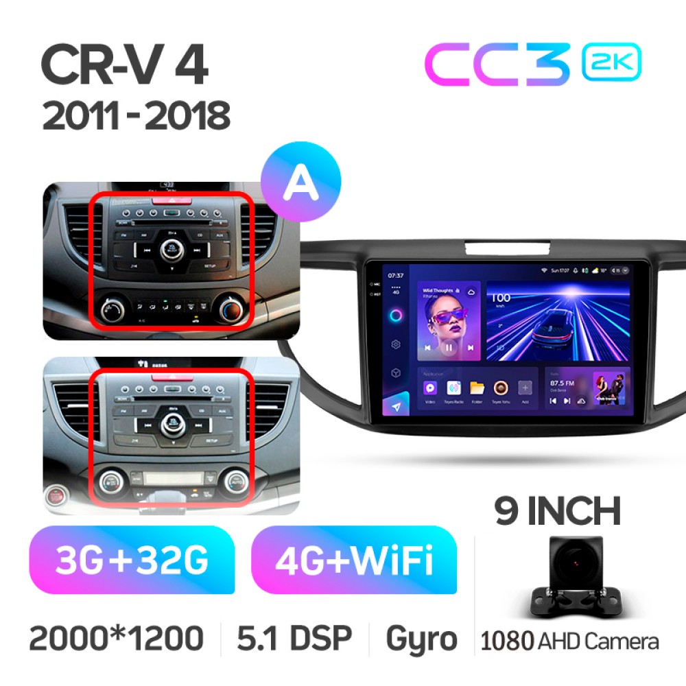 Штатна магнітола Teyes CC3 3+32 Gb Honda CR-V CRV 4 RM RE (9 inch) 2011-2018 (A) 9" 2k