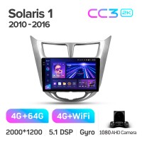 Штатная магнитола Teyes CC3 4+64 Gb Hyundai Solaris 1 2010-2016 9" 2k