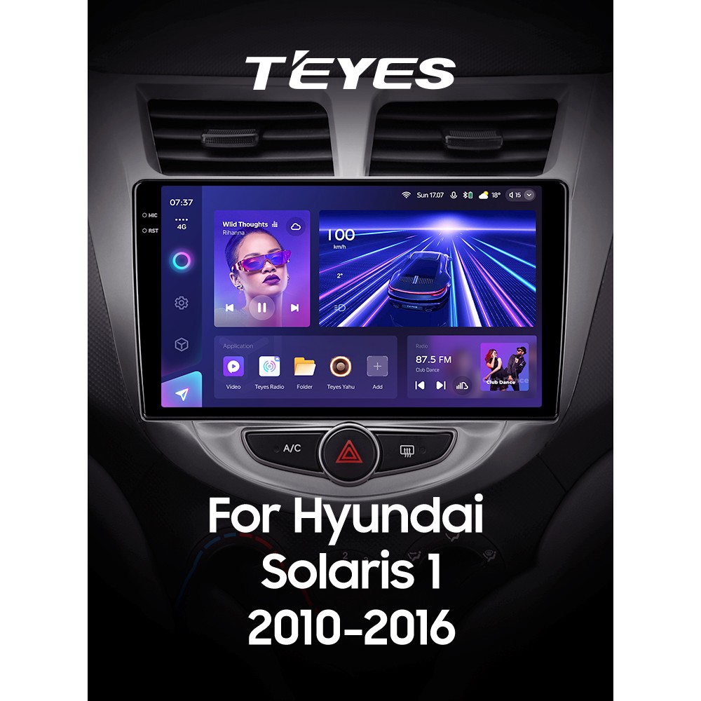 Штатная магнитола Teyes CC3 6+128 Gb Hyundai Solaris 1 2010-2016 9" 2k