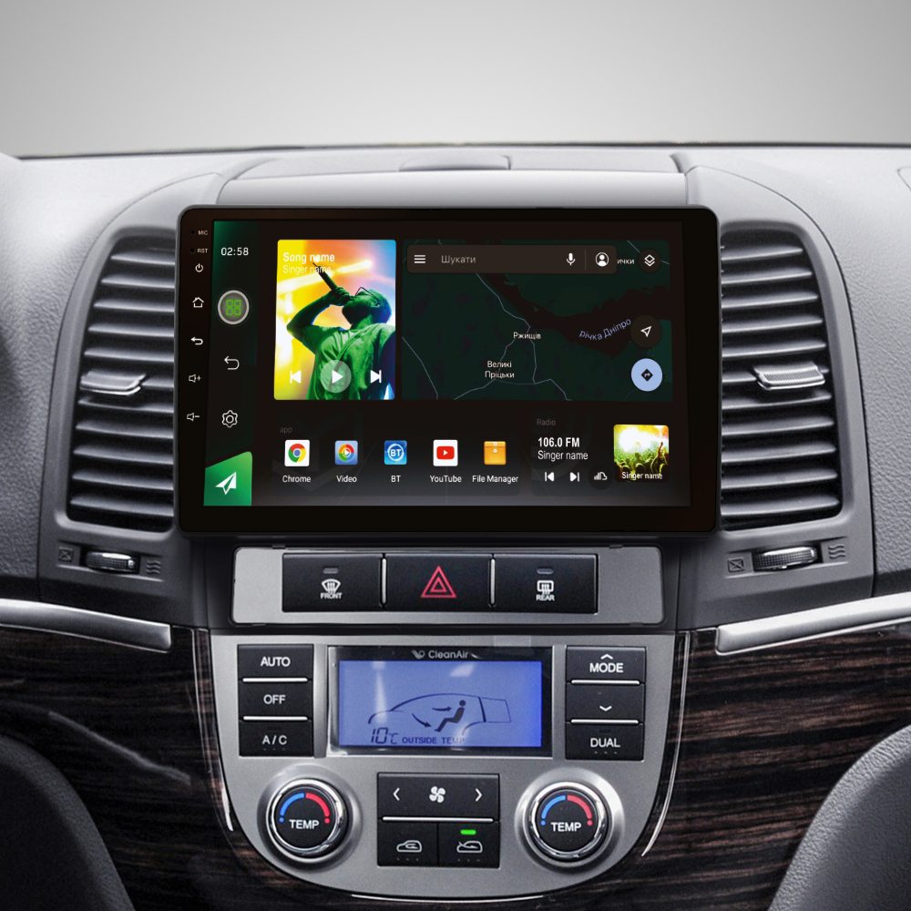 Штатна магнітола SIGMA X9232 ANDROID 10 2+32 Gb 4G DSP Hyundai Santa Fe 2 2006-2012 9"