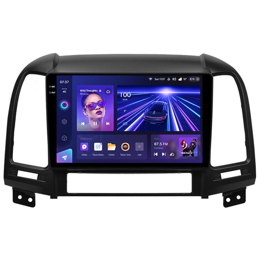 Штатная магнитола Teyes CC3 6+128 Gb с круговым обзором 360° Hyundai Santa Fe 2 2006-2012 9" 2k