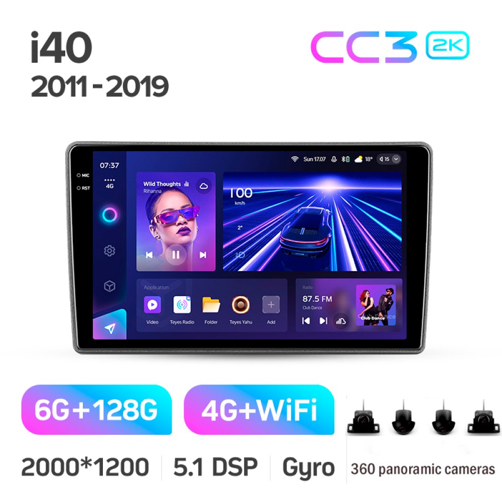 Штатна магнітола Teyes CC3 6+128 Gb з коловим оглядом 360° Hyundai i40 2011-2019 9" 2k
