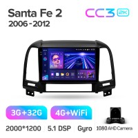 Штатна магнітола Teyes CC3 3+32 Gb Hyundai Santa Fe 2 2006-2012 9" 2k