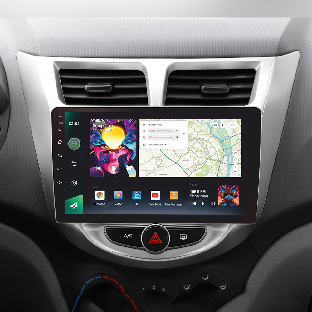 Автомобільна штатна магнітола SIGMA PRO 9464 ANDROID 12 4+64 Gb 4G DSP Hyundai Solaris 1 2010-2016 9" дюймів