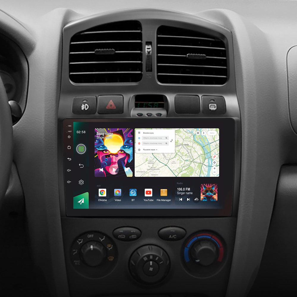 Автомобільна штатна магнітола SIGMA PRO 98128 ANDROID 12 8+128 Gb 4G DSP Hyundai Santa Fe SM 2000-2012 For JAC S1 (Rein) 1 2007-2013 9" 2k