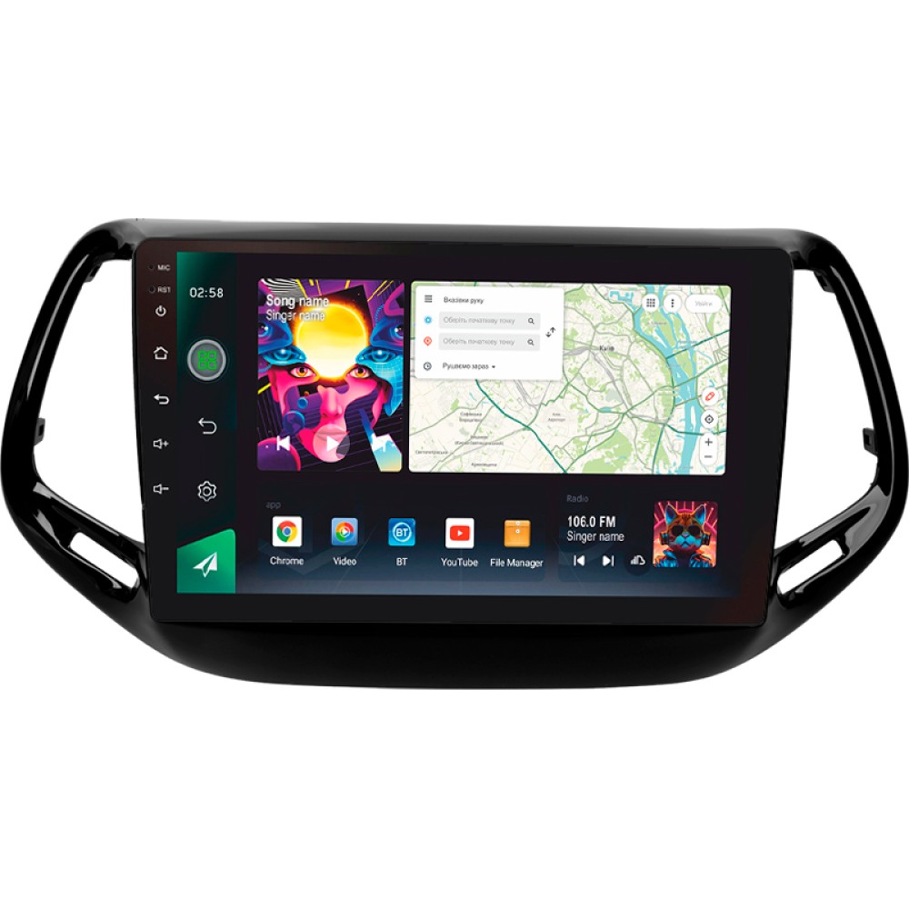 Автомобільна штатна магнітола SIGMA PRO 10464 ANDROID 12 4+64 Gb 4G DSP Jeep Compass 2 MP 2016-2018 10" дюймів