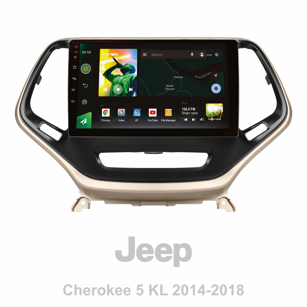 Штатна магнітола SIGMA X10232 ANDROID 10 2+32 Gb 4G DSP Jeep Cherokee 5 KL 2014-2018 10"