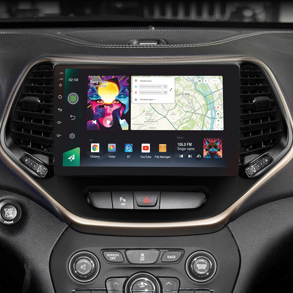 Автомобільна штатна магнітола SIGMA PRO 108128 ANDROID 12 8+128 Gb 4G DSP Jeep Cherokee 5 KL 2014-2018 10" 2k