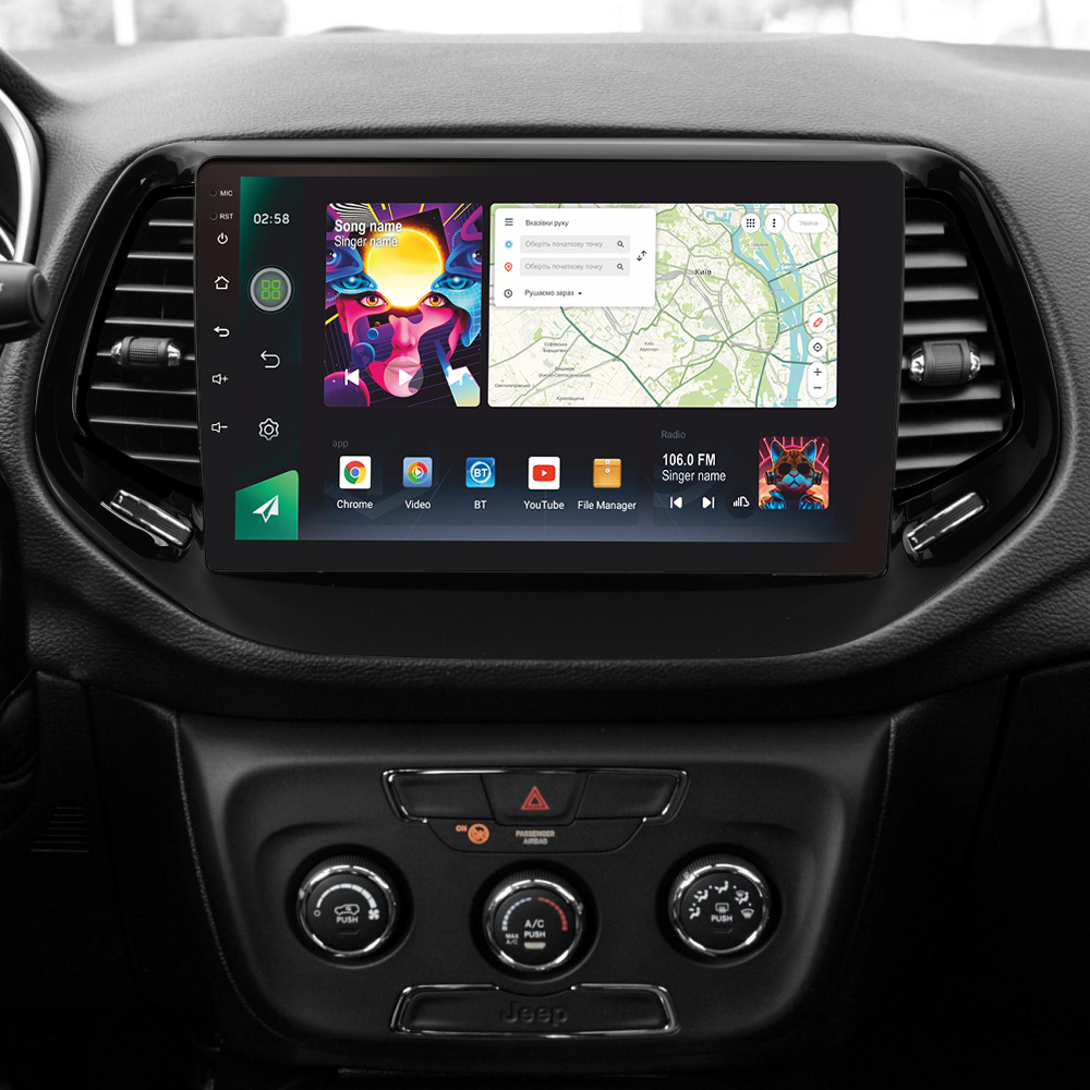 Автомобільна штатна магнітола SIGMA PRO 108128 ANDROID 12 8+128 Gb 4G DSP Jeep Compass 2 MP 2016-2018 10" 2k