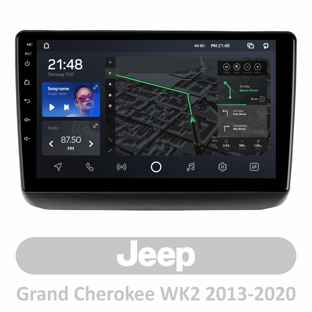 Штатна магнітола AMS T910 6+128 Gb Jeep Grand Cherokee WK2 2013-2020 (F1) 9" (L1)