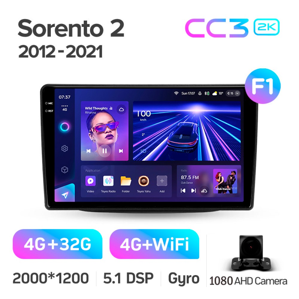 Штатна магнітола Teyes CC3 4+32 Gb Kia Sorento 2 II XM 2012 - 2021 (F1) 9" 2k