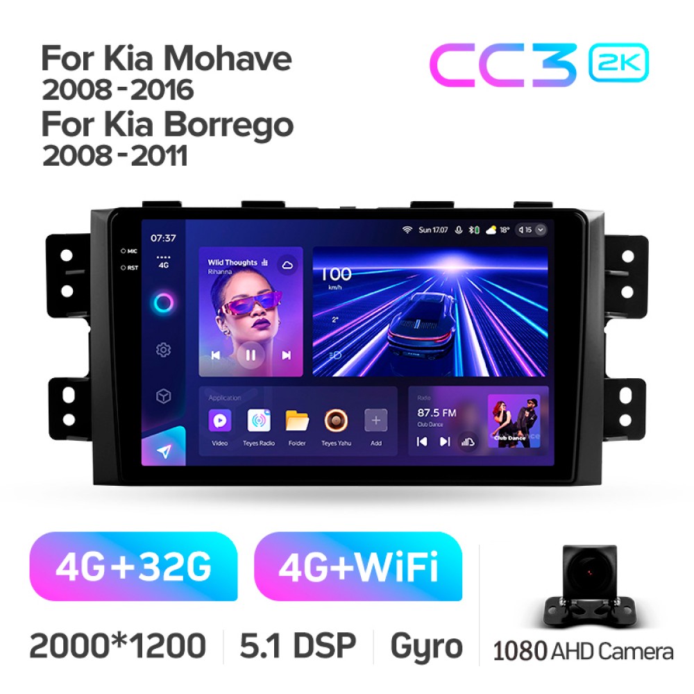 Штатна магнітола Teyes CC3 4+32 Gb Kia Borrego 2008 - 2011 9" 2k