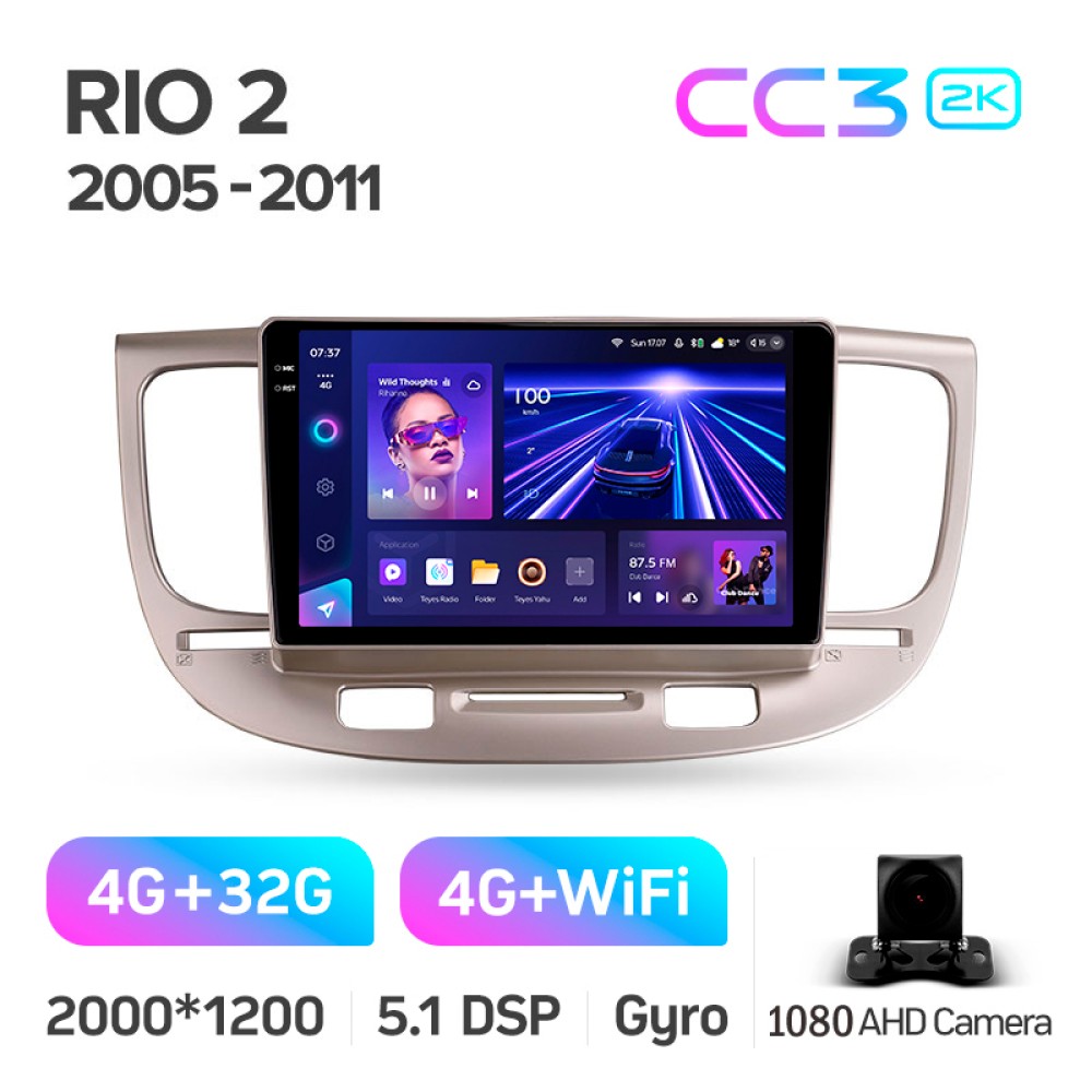 Штатна магнітола Teyes CC3 4+32 Gb Kia RIO 2 2005-2011 9" 2k