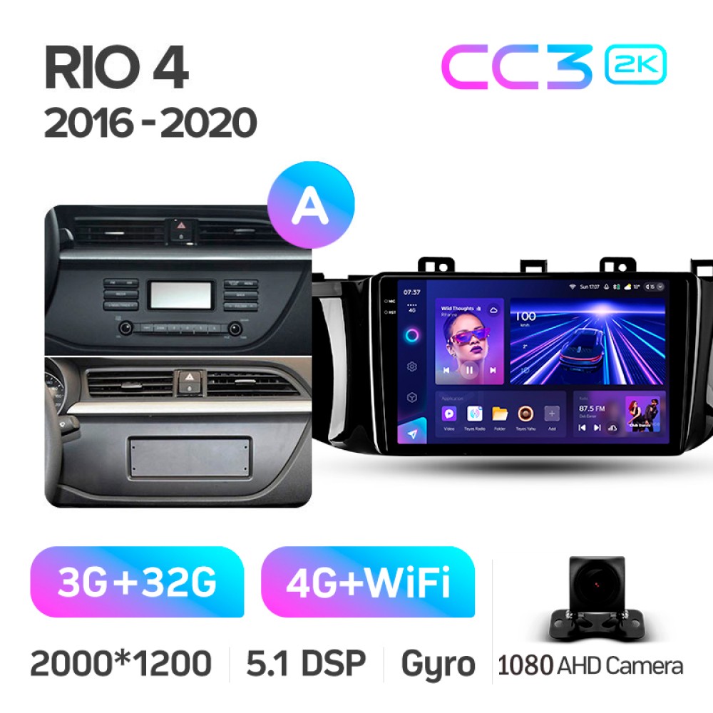 Штатная магнитола Teyes CC3 3+32 Gb Kia RIO 4 2016 - 2019 (K2 A) 9" 2k