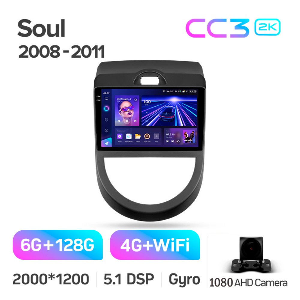 Штатная магнитола Teyes CC3 6+128 Gb Kia Soul 1 2008 - 2014 9" 2k
