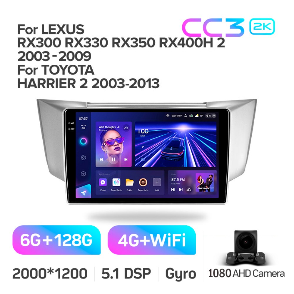 Штатна магнітола Teyes CC3 6+128 Gb Lexus RX300 RX330 RX350 RX400H Toyota harrier 2003-2009 9" 2k