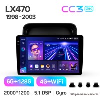 Штатная магнитола Teyes CC3 6+128 Gb с круговым обзором 360° Lexus LX470 J100 1998-2003 10" 2k (L2)