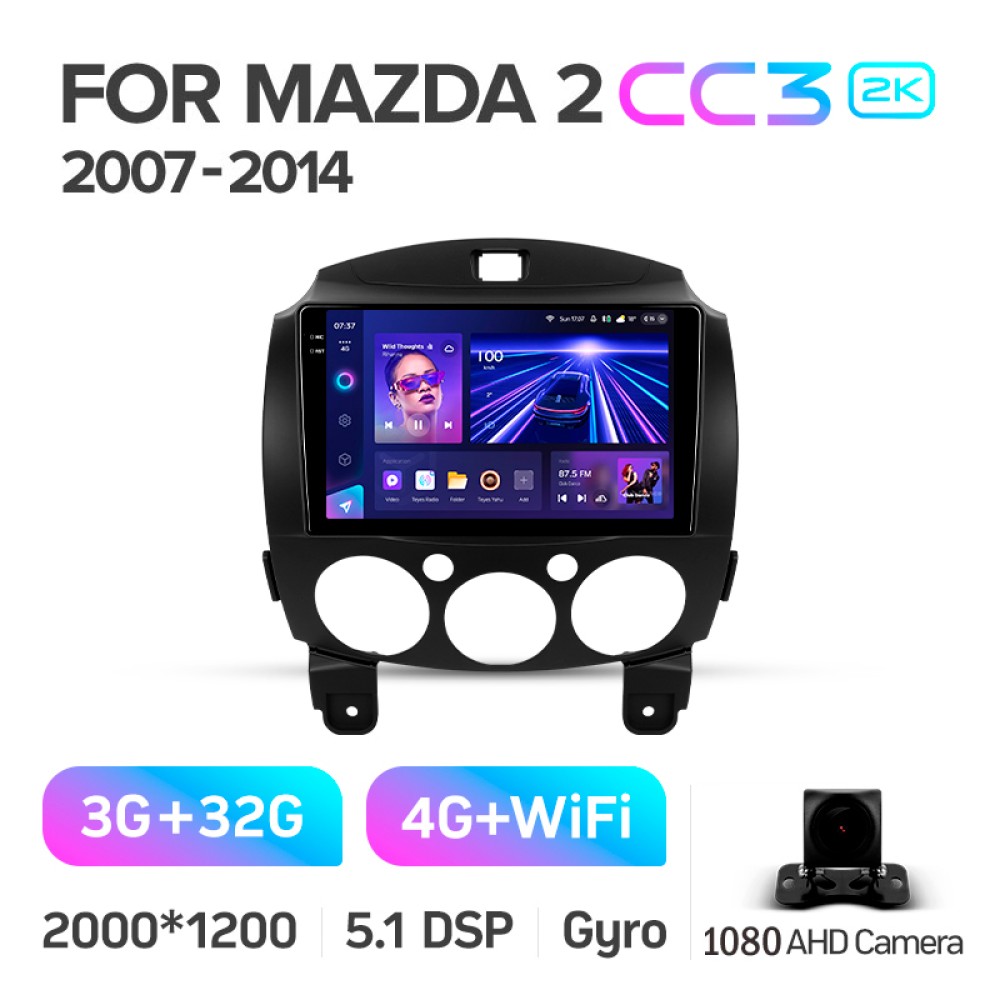 Штатна магнітола Teyes CC3 3+32 Gb Mazda 2 DE 2007-2014 9" 2k