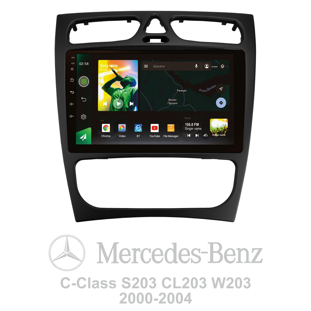 Автомобільна штатна магнітола SIGMA F9216 ANDROID 10 2+32 Gb Mercedes Benz C Class S203 CL203 W203 (F1) 2000-2004 9" (L2)