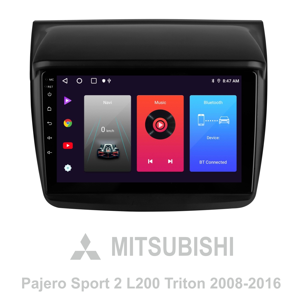 Автомобільна штатна магнітола SIGMA F9216 ANDROID 10 2+32 Gb Mitsubishi Pajero Sport 2 L200 Triton 2008-2016 (CAN BUS) 9" (L1)