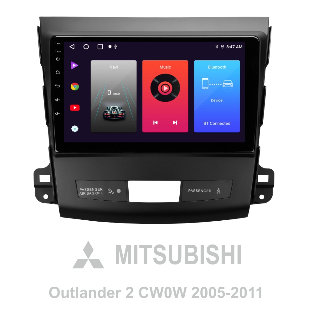 Автомобільна штатна магнітола SIGMA F9216 ANDROID 10 2+32 Gb Mitsubishi Outlander 2 CW0W 2005-2013 / Citroen C-Crosser 1 2007-2013 / Peugeot 4007 2007-2012 (B) 9"