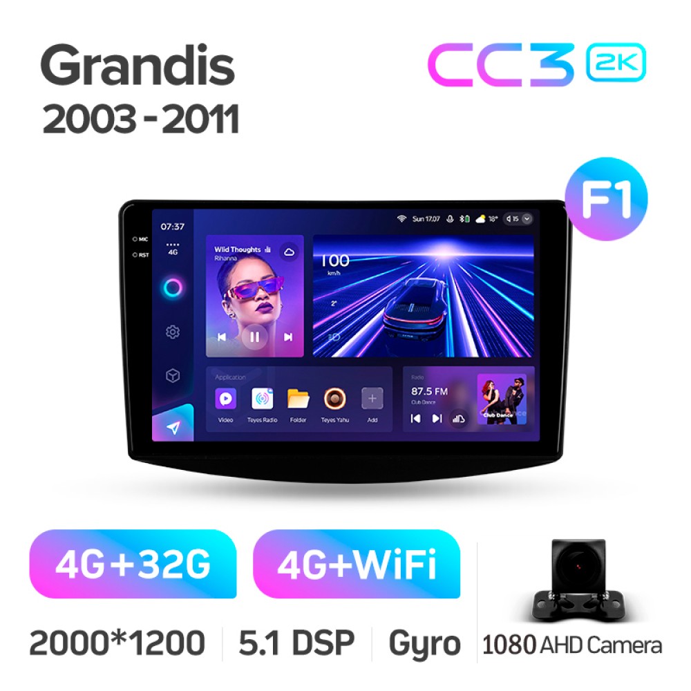 Штатная магнитола Teyes CC3 4+32 Gb Mitsubishi Grandis 1 2003-2010 (F1) 9" 2k