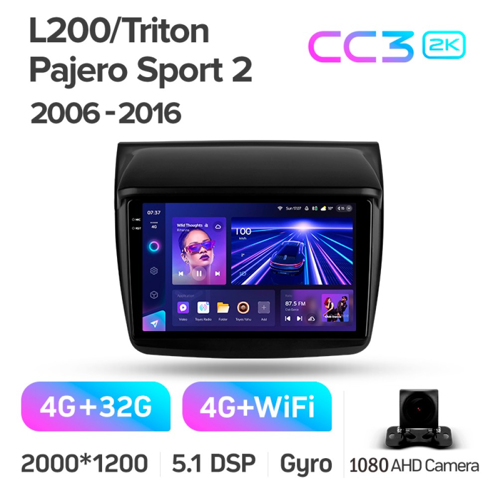 Штатна магнітола Teyes CC3 4+32 Gb Mitsubishi Pajero Sport 2 L200 Triton 2008-2016 (CAN BUS) 9" 2k (L1)