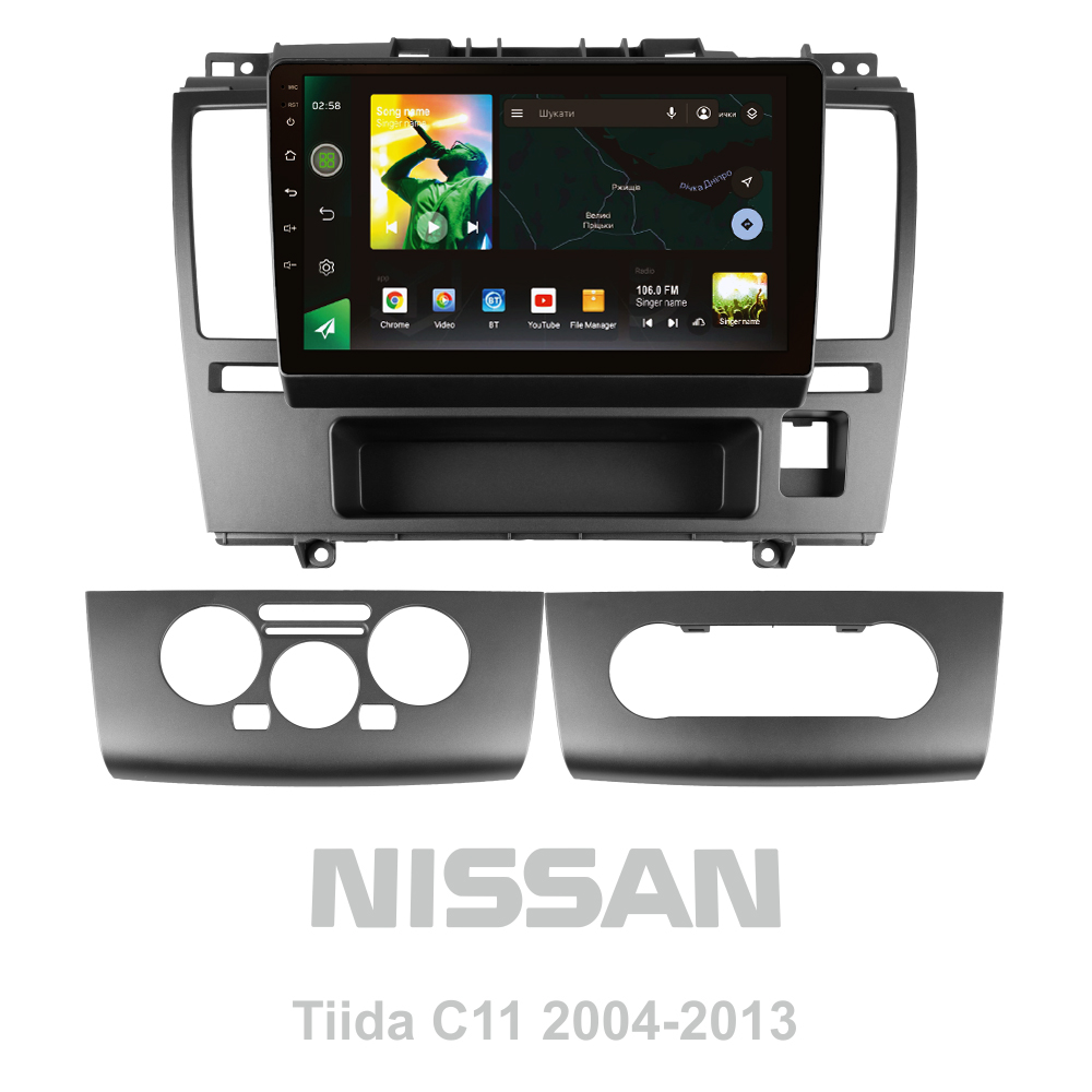 Штатна магнітола SIGMA X9232 ANDROID 10 2+32 Gb 4G DSP Nissan Tiida C11 2004-2013 (F1) 9"