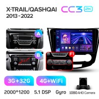 Штатна магнітола Teyes CC3 3+32 Gb Nissan X-Trail X Trail 3 T32 2013-2017-Manual air conditioning (A) 10" 2k