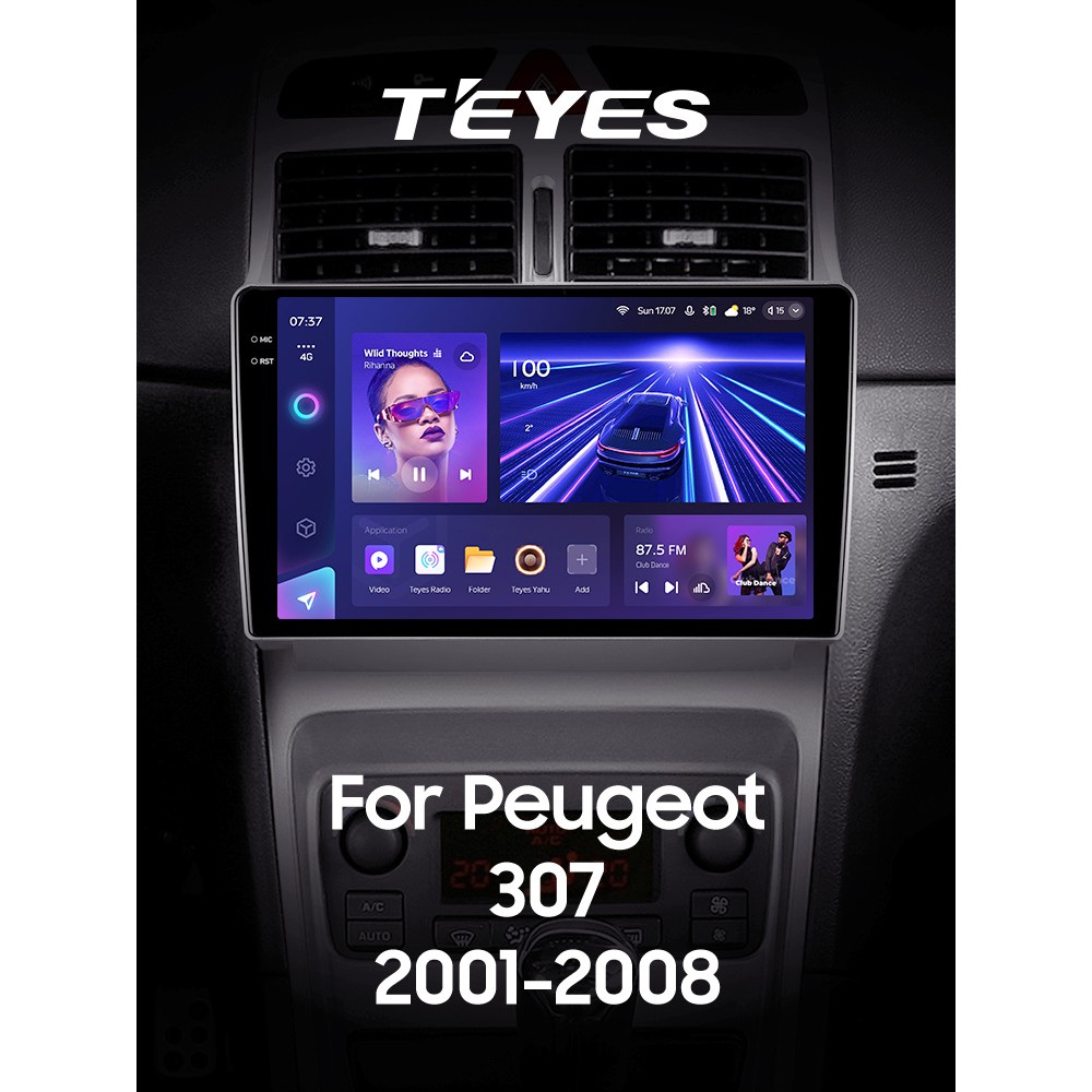 Штатна магнітола Teyes CC3 6+128 Gb з коловим оглядом 360° Peugeot 307 1 2001-2008 9" 2k