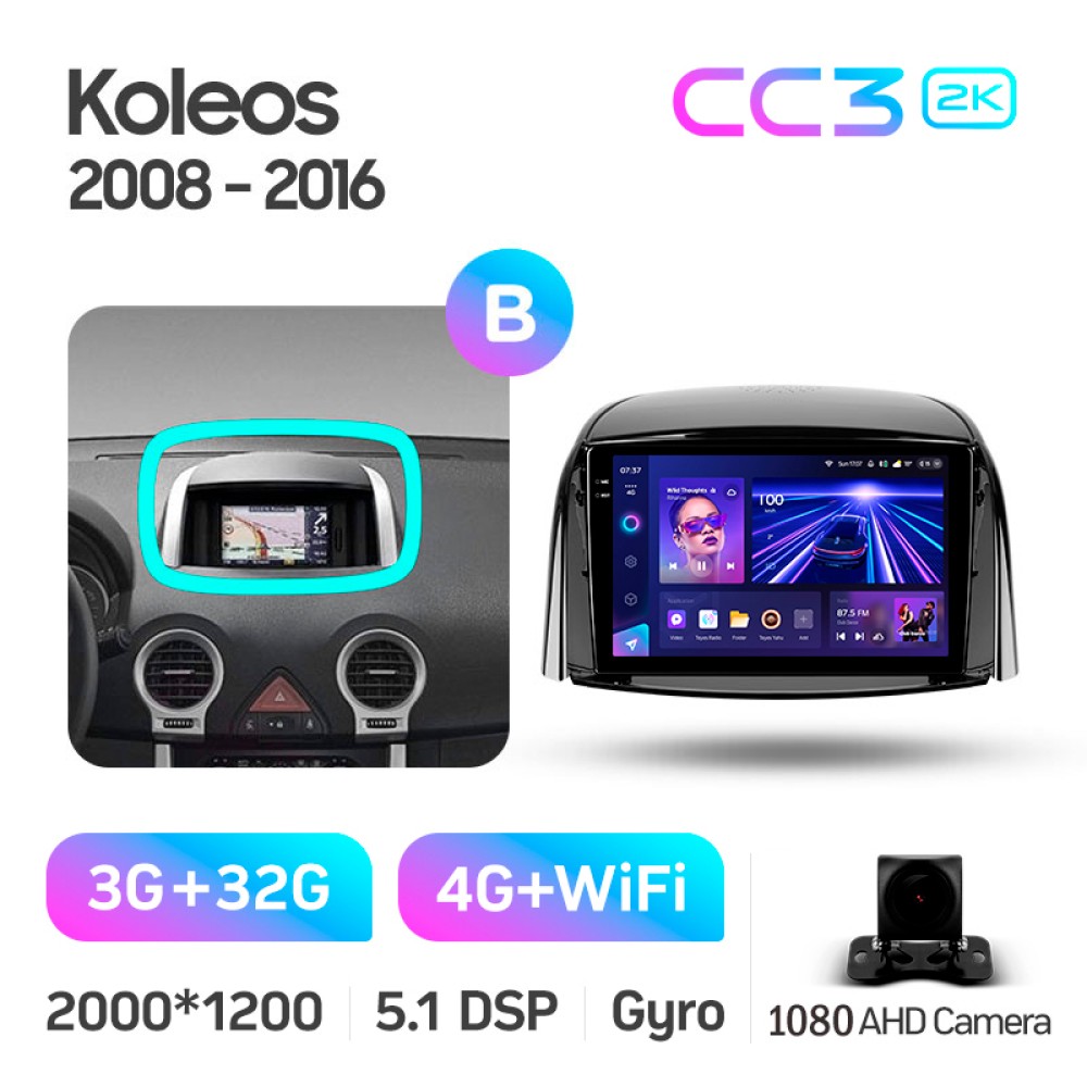 Штатна магнітола Teyes CC3 3+32 Gb Renault Koleos 2008 - 2016 (A) 9" 2k (L1)