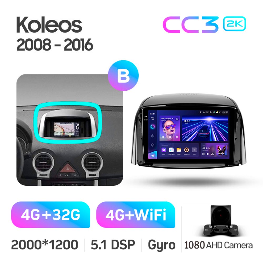 Штатна магнітола Teyes CC3 4+32 Gb Renault Koleos 2008 - 2016 (A) 9" 2k (L1)