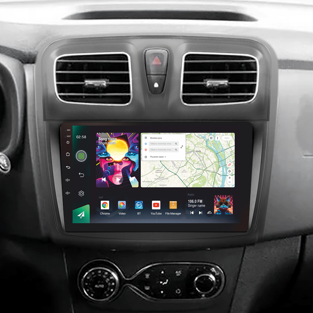 Автомобільна штатна магнітола SIGMA PRO 98128 ANDROID 12 8+128 Gb 4G DSP Renault Logan 2 2012-2022 Sandero 2 2013-2022 (F1) (A) 9" 2k