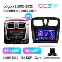 Штатна магнітола Teyes CC3 6+128 Gb Renault Logan 2 2012-2022 Sandero 2 2013-2022 (F1) (A) 9" 2k