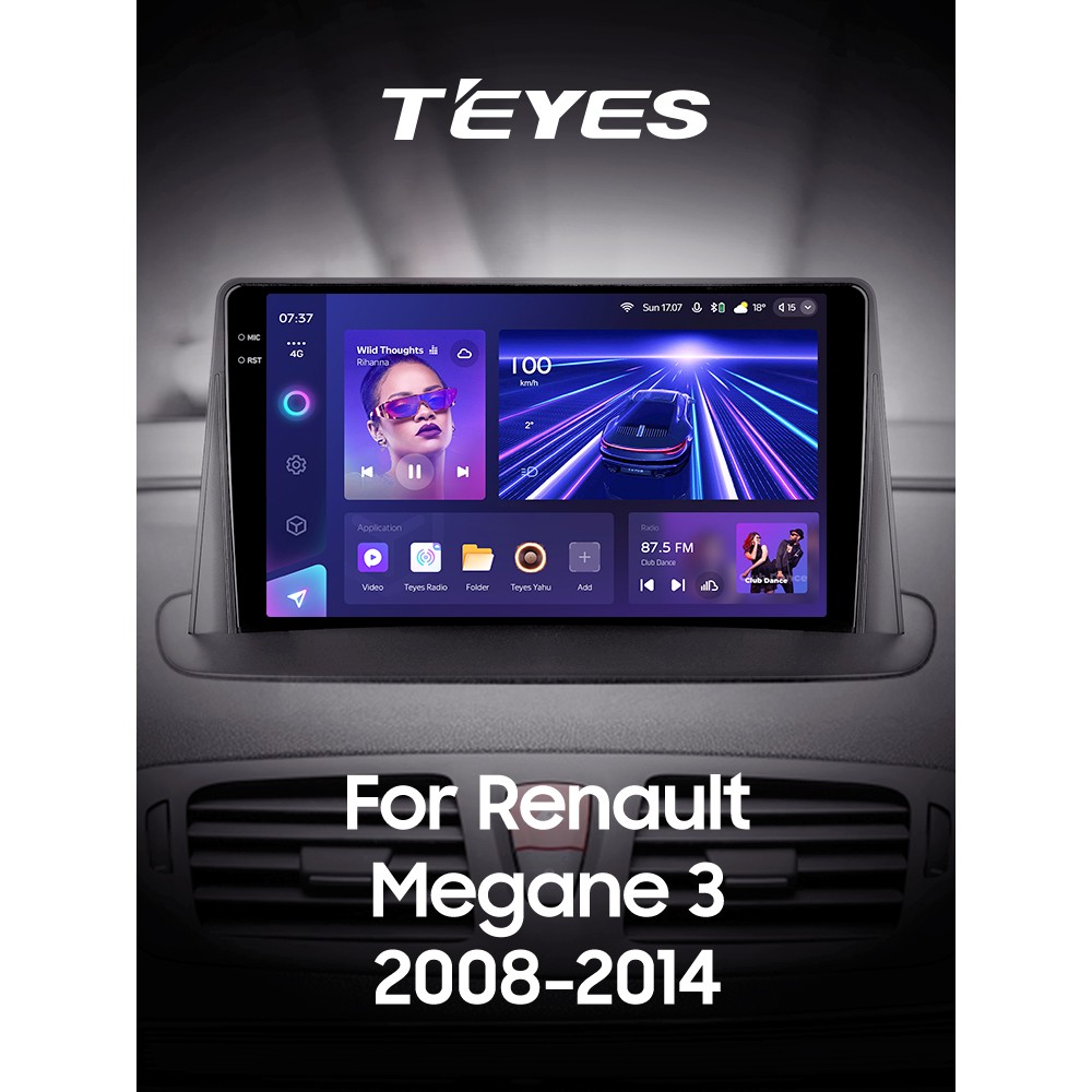 Штатная магнитола Teyes CC3 6+128 Gb Renault Megane 3 2008-2014 (одна коса) 9" 2k (L1)