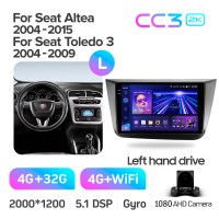 Штатная магнитола Teyes CC3 4+32 Gb Seat Altea 5P (Left hand drive) 2004-2015 9" 2k