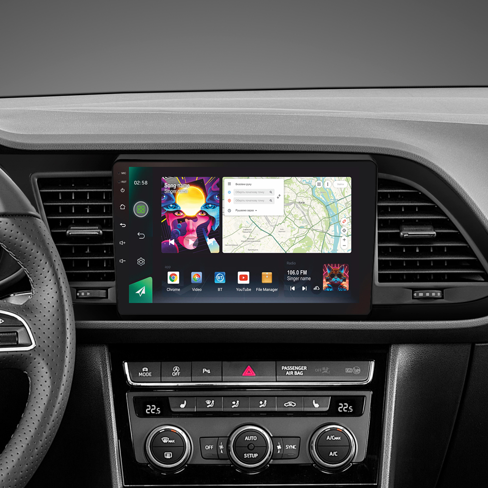 Автомобильная штатная магнитола SIGMA PRO 98128 ANDROID 12 8+128 Gb 4G DSP Seat Leon 3 2012-2020 9" 2k