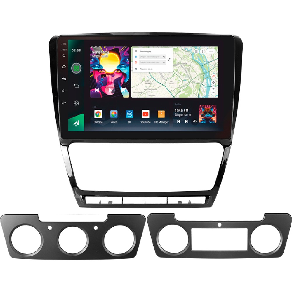 Автомобільна штатна магнітола SIGMA PRO 108128 ANDROID 12 8+128 Gb 4G DSP Skoda Octavia 2 A5 2008-2013 10" black 2k