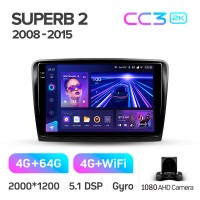 Штатная магнитола Teyes CC3 4+64 Gb Skoda Superb 2 B6 2008-2015 10" 2k